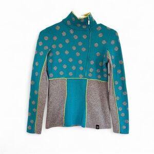 Neve 1/4 Zip Sweater Merino Wool Blend Womens  Pullover XS Nordic Ski Artsy